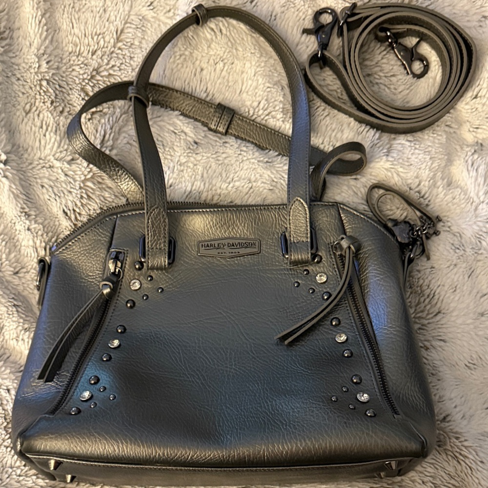 Harley-Davidson Charcoal Studded Shoulder Bag